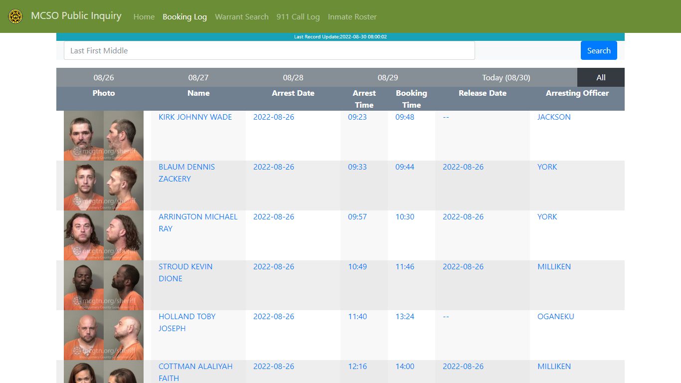 MCSO Public Inquiry: Booking Log - api.mcgtn.org